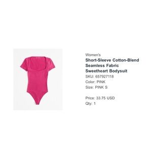 Abercrombie and Fitch Short-Sleeve Cotton-Blend Seamless Sweetheart Bodysuit